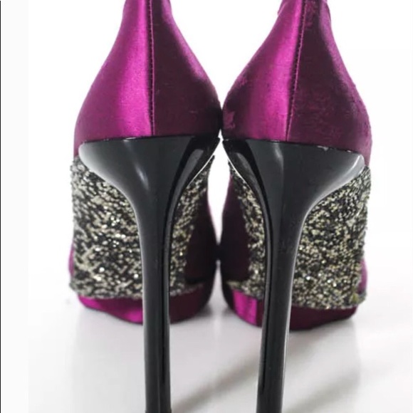 🔥🔥SOLD 🔥🔥LANVIN SATIN platform stoned bottom - Picture 3 of 6